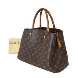 Louis Vuitton Montaigne Monogram Strap Handbag Brown